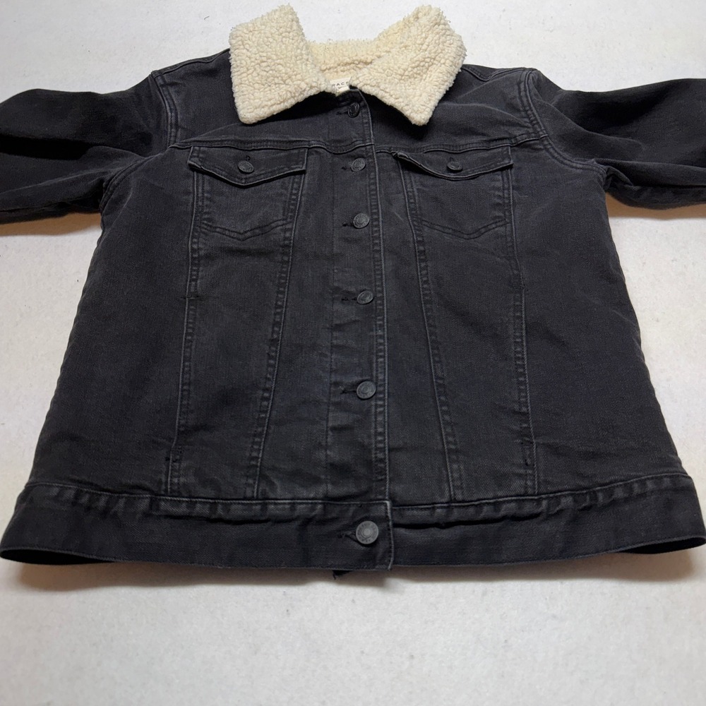 PacSun Sherpa Lined Denim Trucker Jacket Faux Shearling Black Adult Medium - Picture 2 of 13